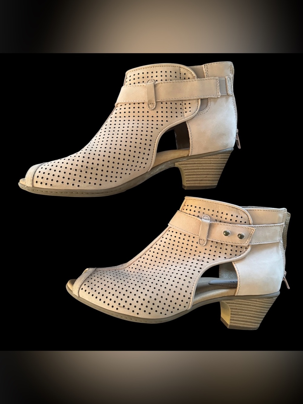 Earth “Keri” Perforated Peep-Toe Ankle Boots